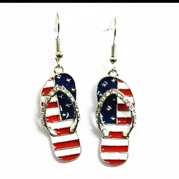 Jewelry - American flag sandal dangle earrings